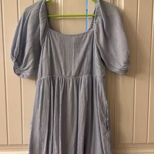 Light Blue Puff Sleeve Dress